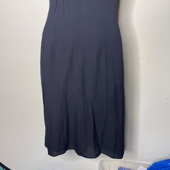 Brochu Walker Pleated Front Detail Black Onyx Silk HILDE Midi Dress SMALL sz S - Picture 9 of 13